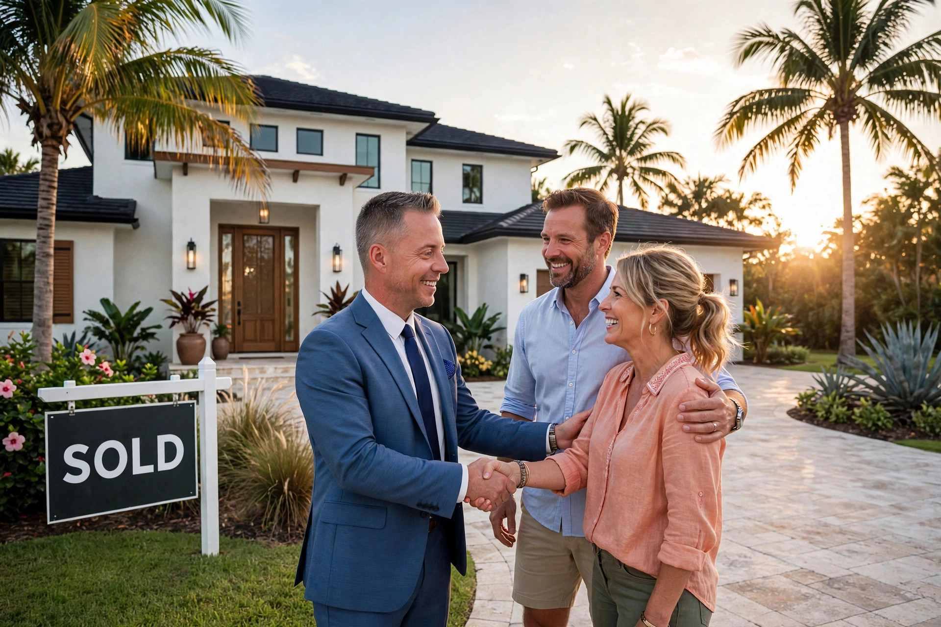 Brent M Doolan shaking hands with happy home sellers